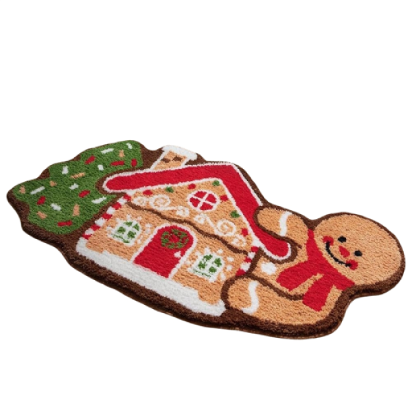 Christmas Mats with Gingerbread House and Cartoon Pattern B